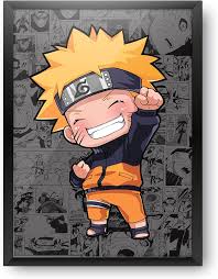 MC SID RAZZ - Naruto - A4 Size Poster (With Frame) - Best Gift For Naruto  Fans/Best Artefact To Your Home & Decor/For Anime Fandom (Chibi Naruto)